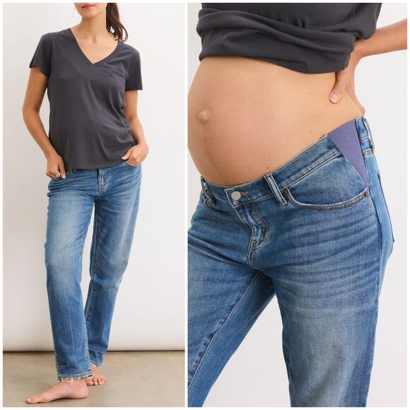 Hatch Collection The Boyfriend Maternity Jean in Indigo blue size 25